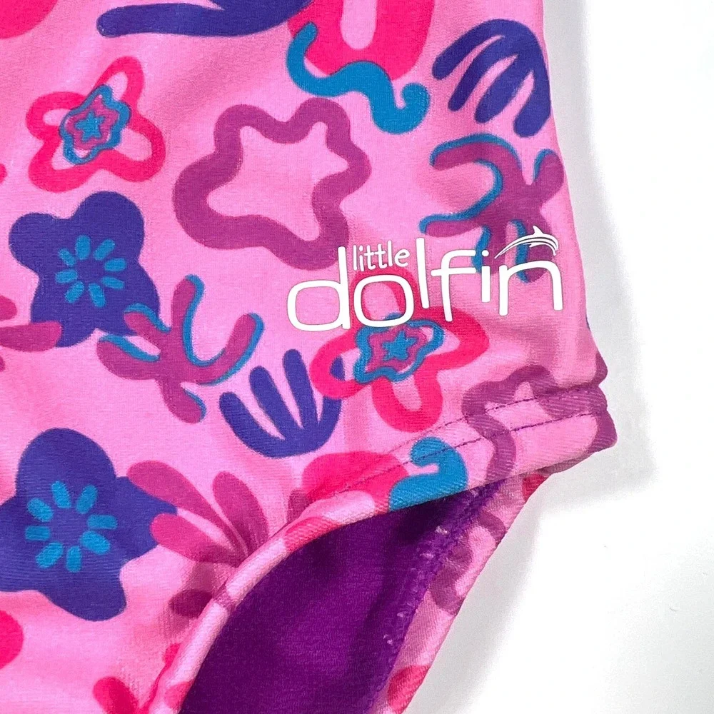 Dolfin Girls Sunshine One Piece Swimsuit 2T Pink Floral UPF 50 Beach Summer‎ EUC